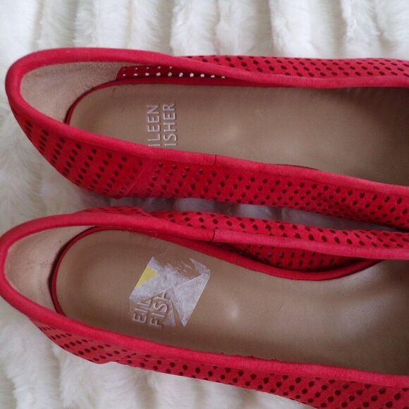 Eileen Fisher red ballet flats 7 - Picture 4 of 11